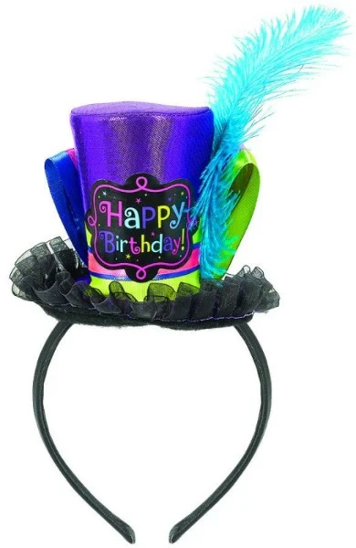 Diadema de sombrero de cono - Moda chic de cumpleaños (tela con cinta)