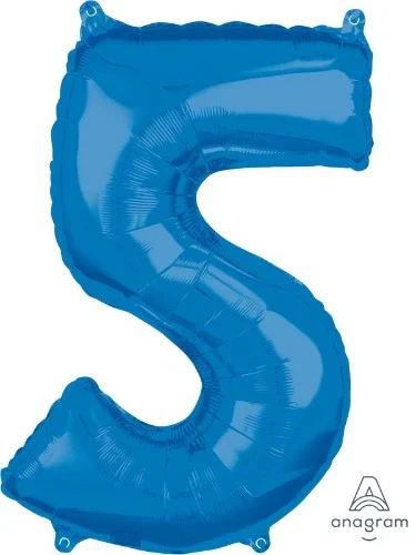 Número 5 azul de tamaño mediano