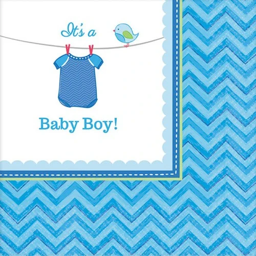 Servilletas para bebidas - Shower With Love Boy - Paquete de 16