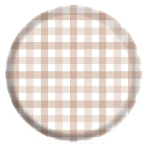 Plato de melamina Gingham de 26 cm, color arena blanca (paquete de 4)