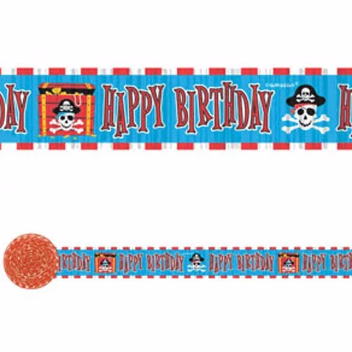 Serpentina de crepes para fiesta pirata "Feliz cumpleaños"