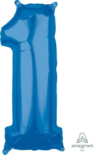 Globo de aluminio - Número 1 (Azul) - Tamaño mediano