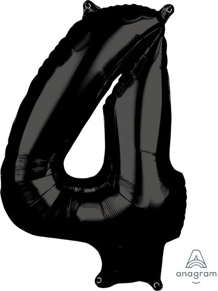 Globo de aluminio - Número 4 (tamaño mediano, negro)