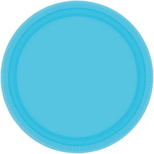 Platos de papel redondos azul caribeño - 23 cm (8 unidades) - Paquete de 8