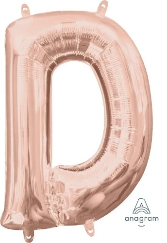 Globo con la letra D en oro rosa