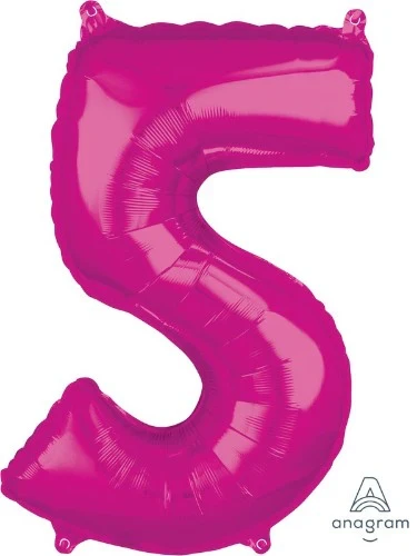 Globo número 5 de tamaño mediano, color rosa