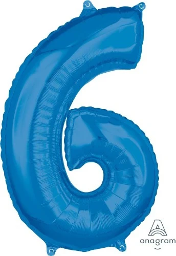 Globo mediano con forma de número 6 - Azul