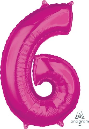 Globo mediano con forma de número 6 - Rosa