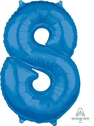 Globo con número 8 de tamaño mediano, color azul