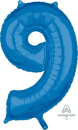 Globo con forma de número 9, tamaño mediano, azul