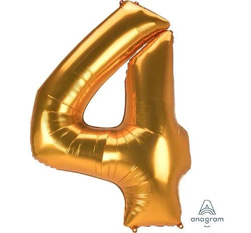 Globo de aluminio gigante número 4 dorado de 91 cm x 137 cm