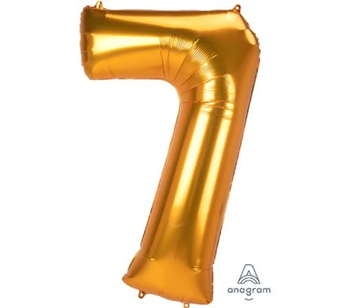 Globo de aluminio gigante número 7 dorado de 83 cm x 134 cm