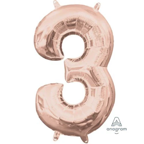 Globo de aluminio - Número 3 Oro rosa - 40 cm