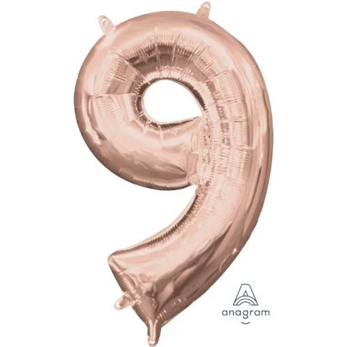 Globo de aluminio - Número 9 Oro rosa - 40 cm