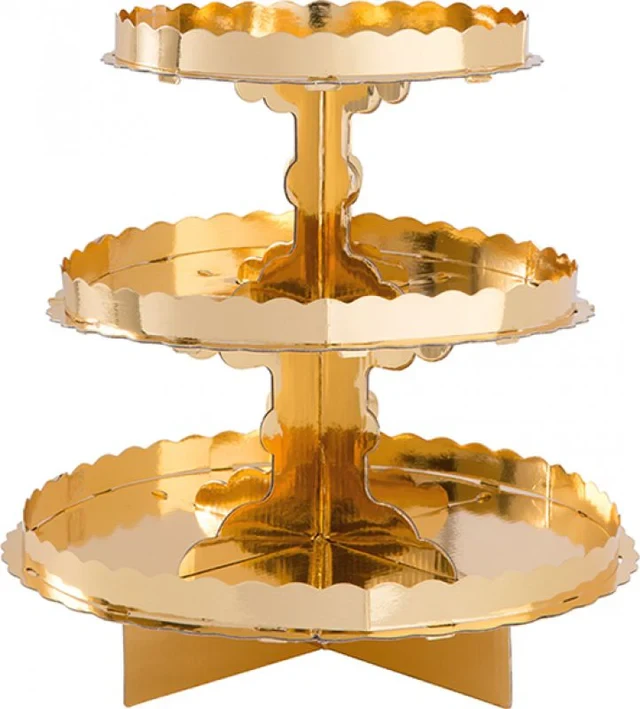 Soporte dorado para cupcakes de 3 niveles