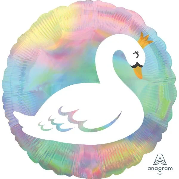 Globo - Cisne pastel iridiscente holográfico estándar de 45 cm