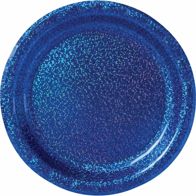 Platos de papel redondos prismáticos azul rey brillante (17 cm) (paquete de 8)