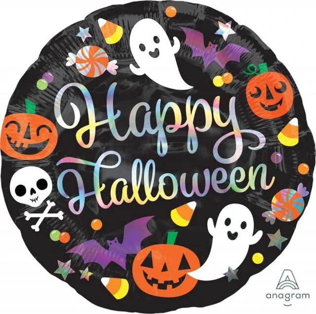 Globo de aluminio - 45 cm estándar Feliz Halloween holográfico iridiscente