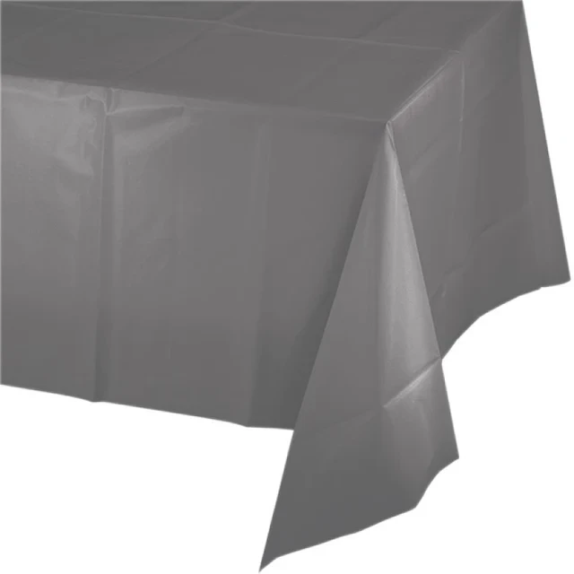 Mantel de plástico gris glamuroso de 137 cm x 274 cm