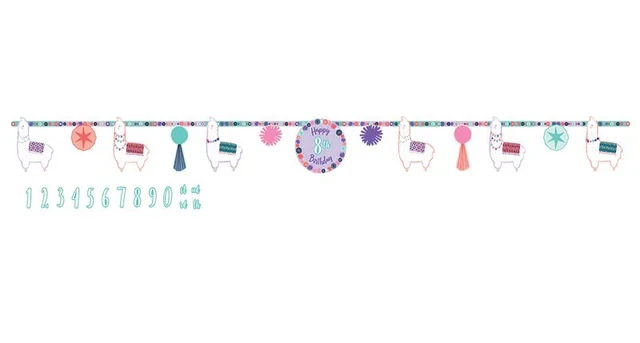 Banner gigante con letras para añadir una edad de Llama Fun