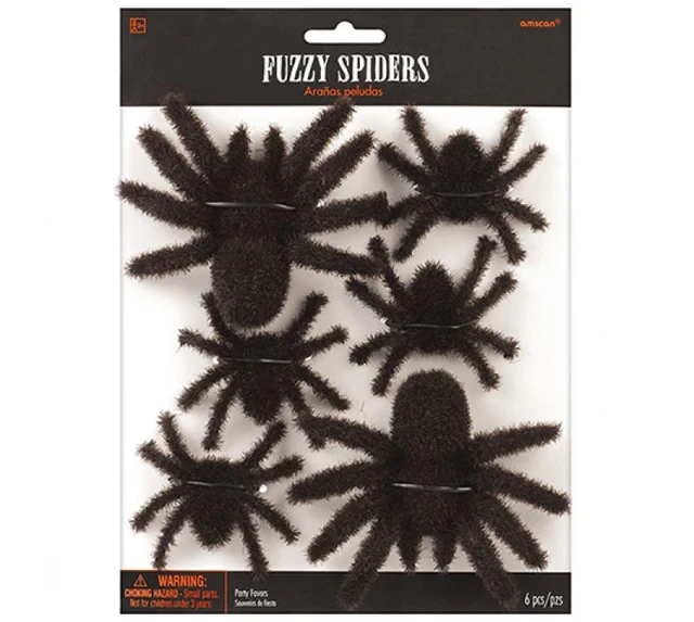 Recuerdos de arañas peludas y esponjosas (paquete de 6)