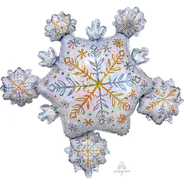 Globo de aluminio - Supershape Holográfico Brillante con Copos de Nieve