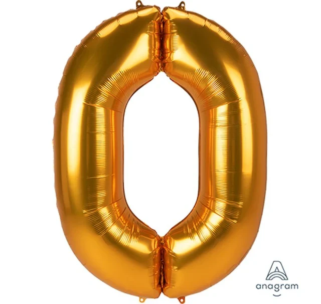 Globo de aluminio Supershape Jumbo Número 0 Dorado 93 cm x 134 cm