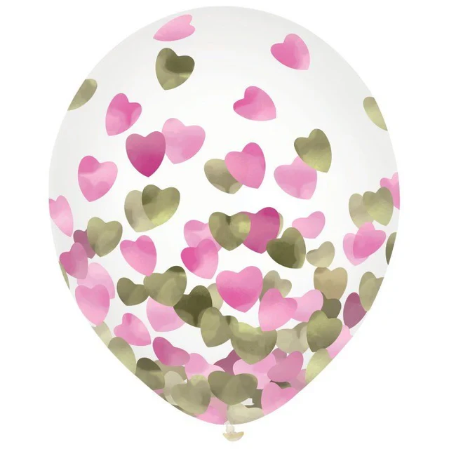 Globos de látex de 30 cm y corazones de confeti (paquete de 6)