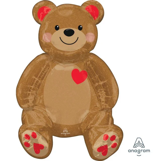 Globo - Ci: Osito de peluche multiglobo sentado y corazones de amor