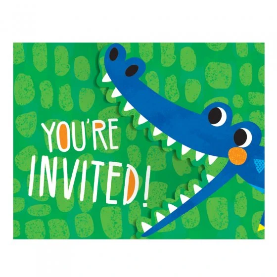 Invitaciones para fiesta de cocodrilo desplegables de 11 cm x 14 cm (paquete de 8)