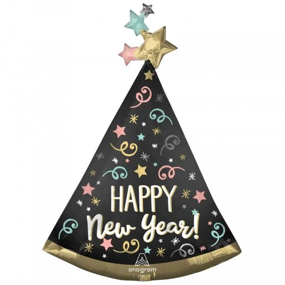 Sombrero de satén con confeti SuperShape para Feliz Año Nuevo