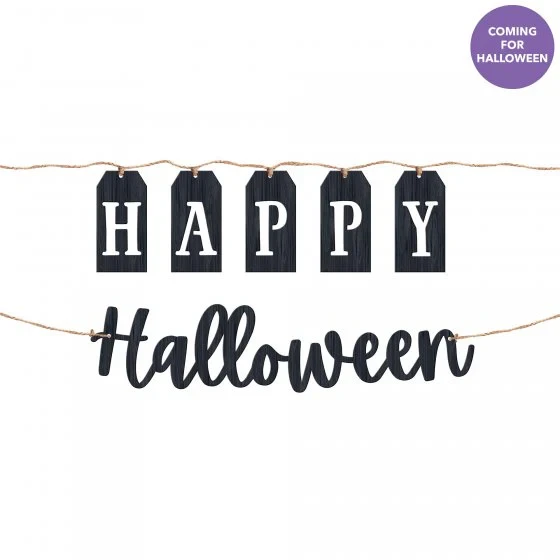 Pancartas clásicas de Halloween en MDF blanco y negro (paquete de 2)