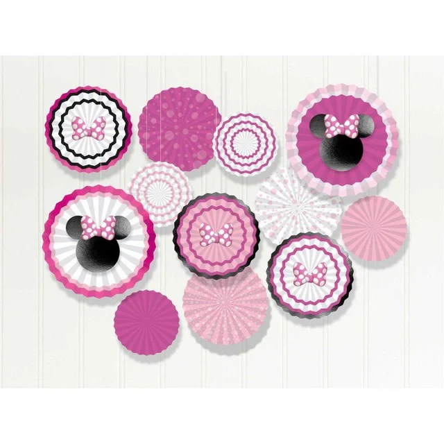 Kit de decoración de abanicos de papel de Minnie Mouse Forever (paquete de 17)