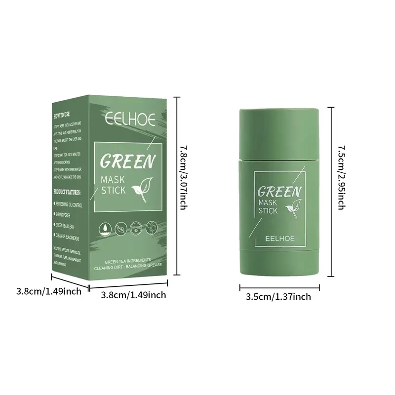 Mascarilla sólida en barra de té verde: limpieza profunda, hidratación y control de grasa, humectante y reafirmante para todo tipo de piel.