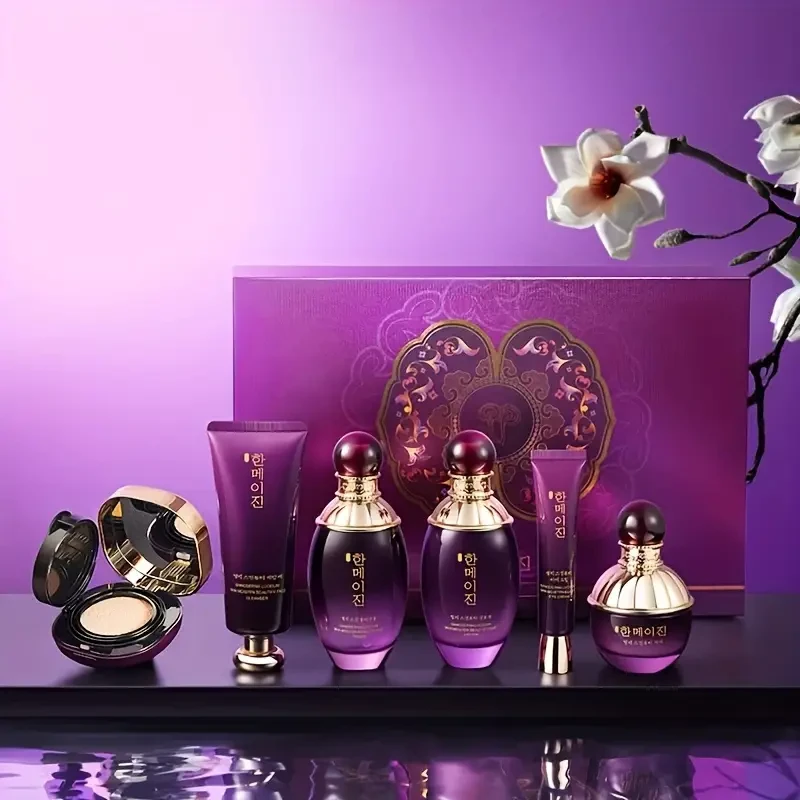 Set para el cuidado facial de la piel con Ganoderma Lucidum morado.