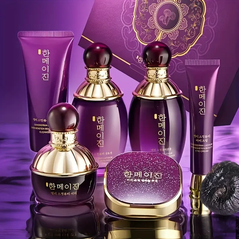 Set para el cuidado facial de la piel con Ganoderma Lucidum morado.