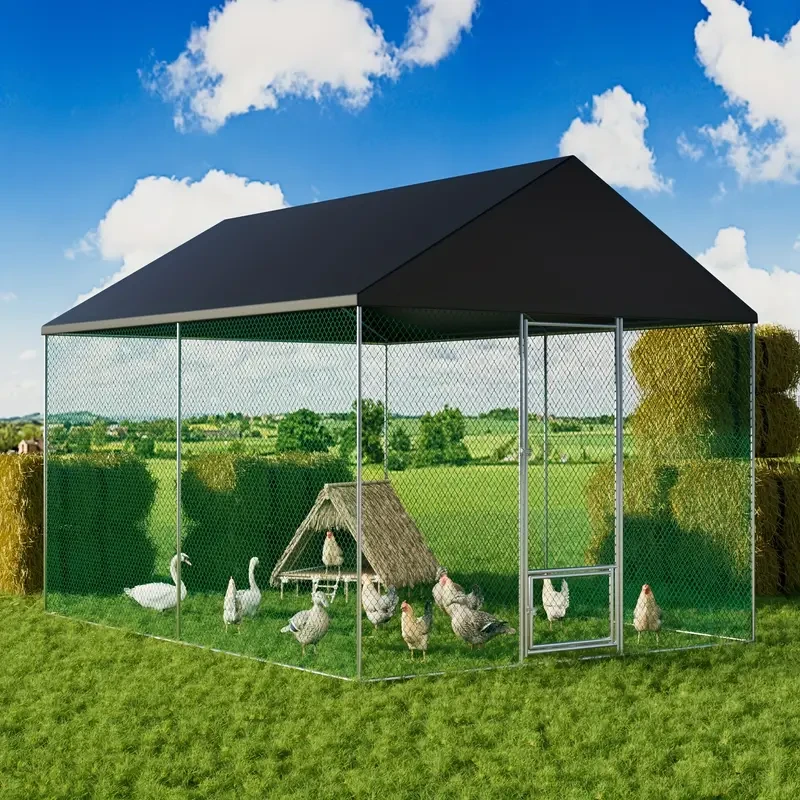 Gallinero metálico: Jaula metálica grande para aves de corral al aire libre