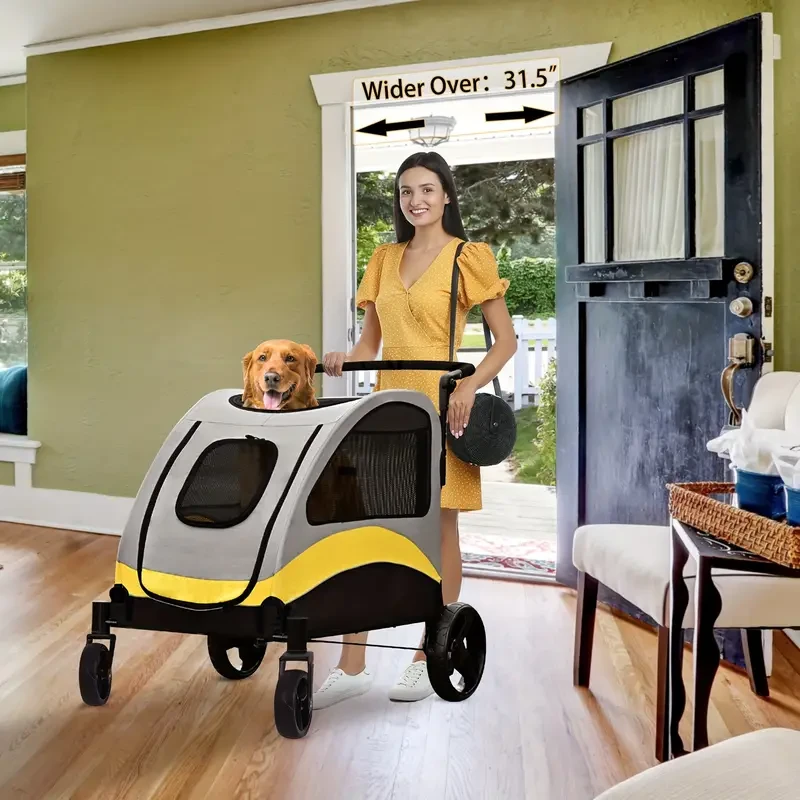 Cochecito de viaje para mascotas de 4 ruedas: plegable