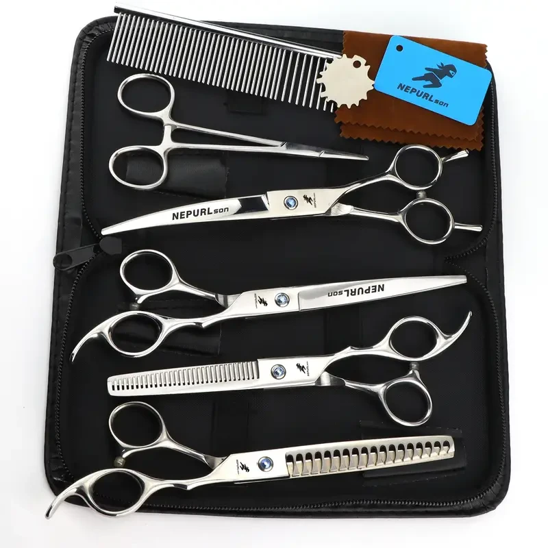 Kit de tijeras profesionales para peluquería canina de 7.0 pulgadas -