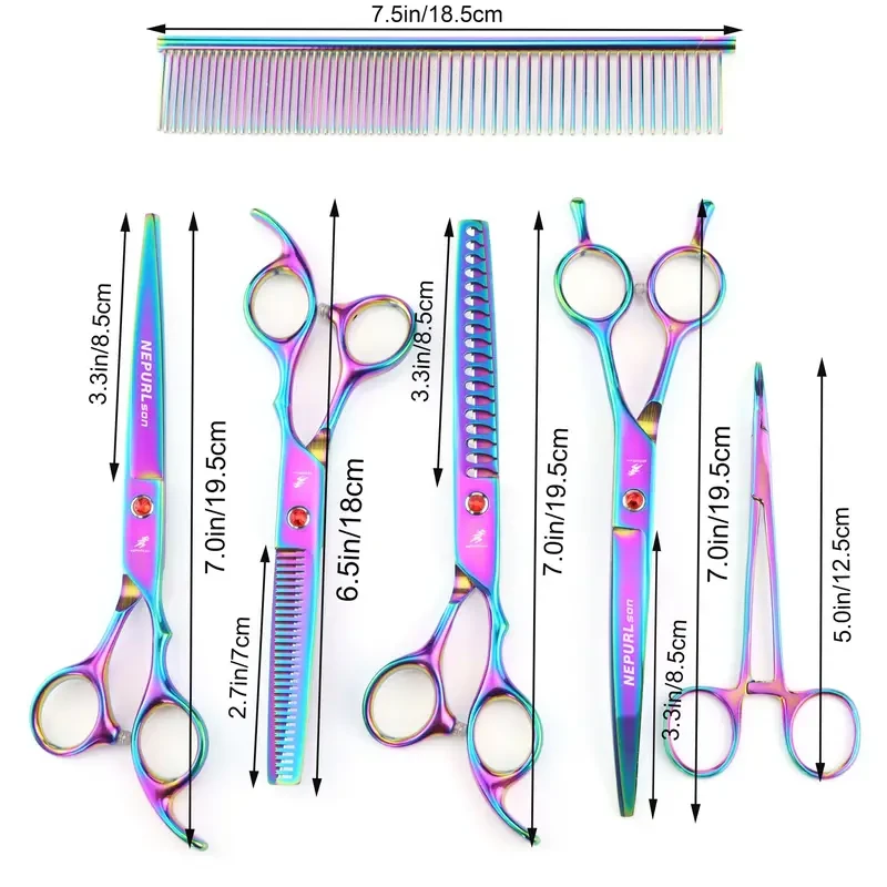 Kit de tijeras profesionales para peluquería canina de 7.0 pulgadas -