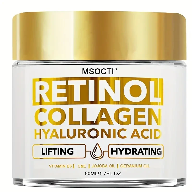 Crema facial con retinol, colágeno y ácido hialurónico de 50 ml.