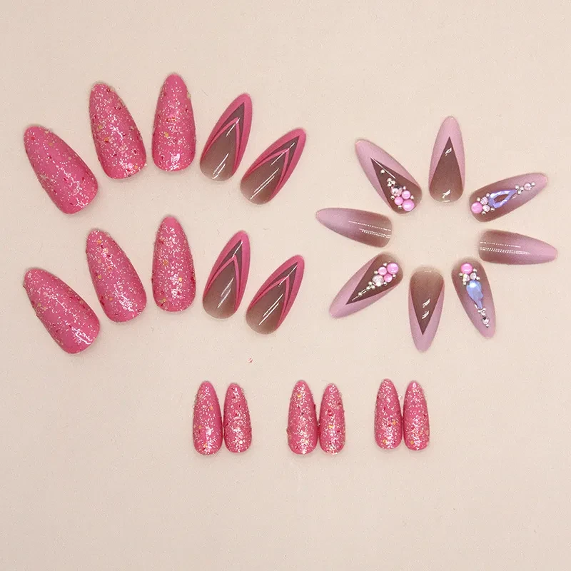 Uñas postizas francesas dobles almendradas