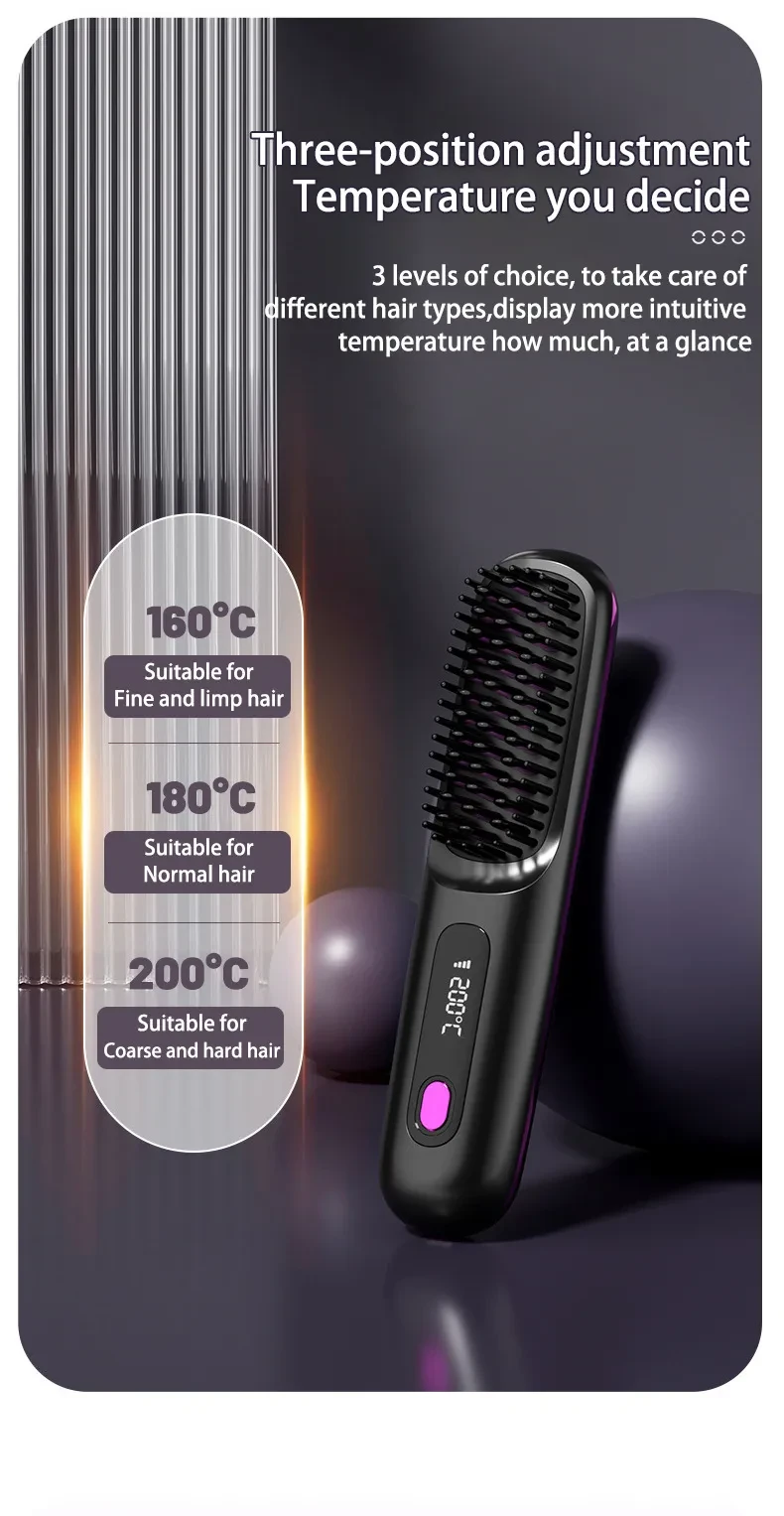 Peine inalámbrico para cabello liso 2 en 1