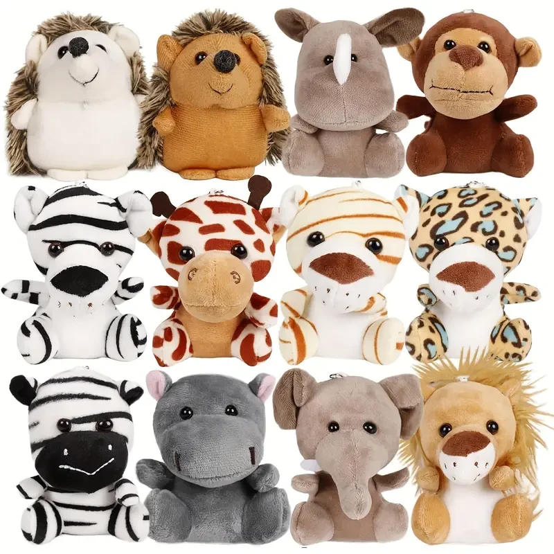 12 peluches pequeños a granel, mini animales del bosque, adorables animales de peluche de 4,5 pulgadas, ideales para fiestas temáticas de animales.