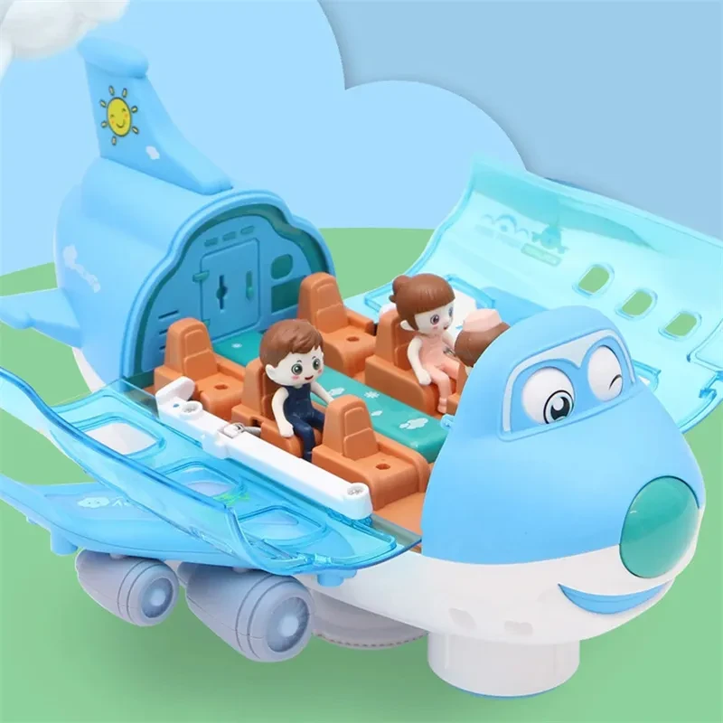 Avión eléctrico giratorio de 360 grados, juguete para niños, con luces LED intermitentes y sonido.