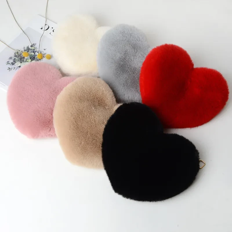 Bolsos de amor para mujer, bolsos de hombro con cadena de felpa, bolso de fiesta para el día de San Valentín