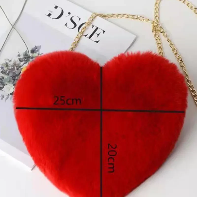 Bolsos de amor para mujer, bolsos de hombro con cadena de felpa, bolso de fiesta para el día de San Valentín