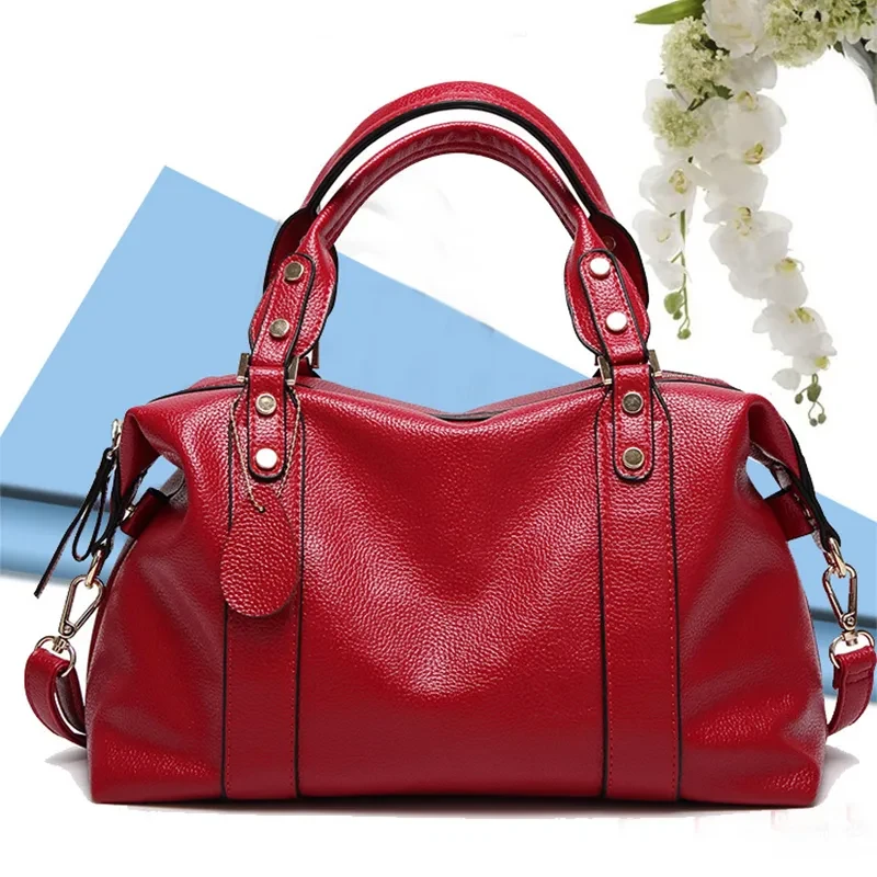 Bolso de hombro Boston de moda para mujer, diseño retro con remaches, bandolera personalizada.