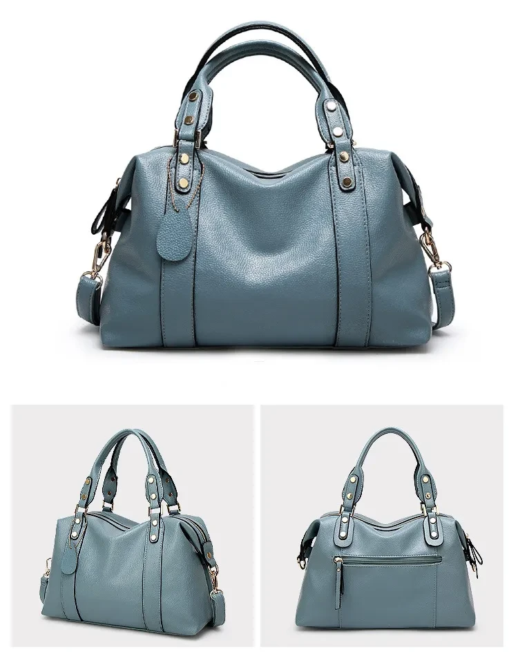 Bolso de hombro Boston de moda para mujer, diseño retro con remaches, bandolera personalizada.