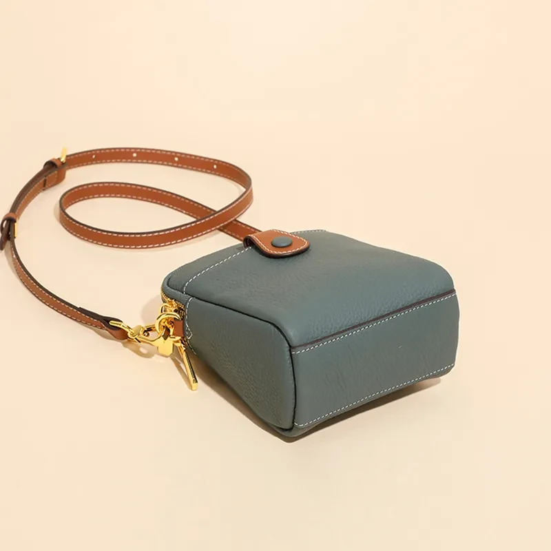 Bolso bandolera pequeño de piel de alta calidad con estampado de lichi para móvil, tipo cartera para mujer